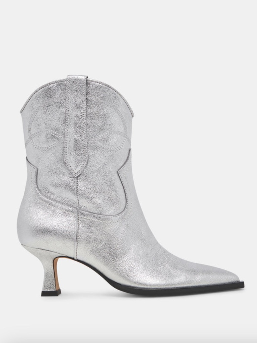 Dolce Vita Angel Silver Heel Cowboy Boot Boots Kitten Heel Leather - Size 6